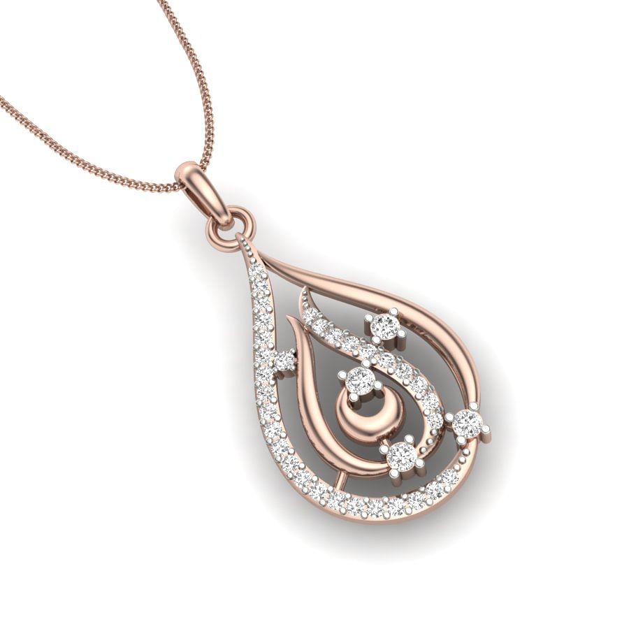 Water Drop Design Rose Gold Diamond Pendant For Women