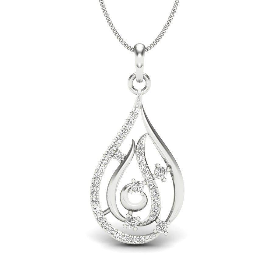 Water Drop Design White Gold Diamond Pendant For Women