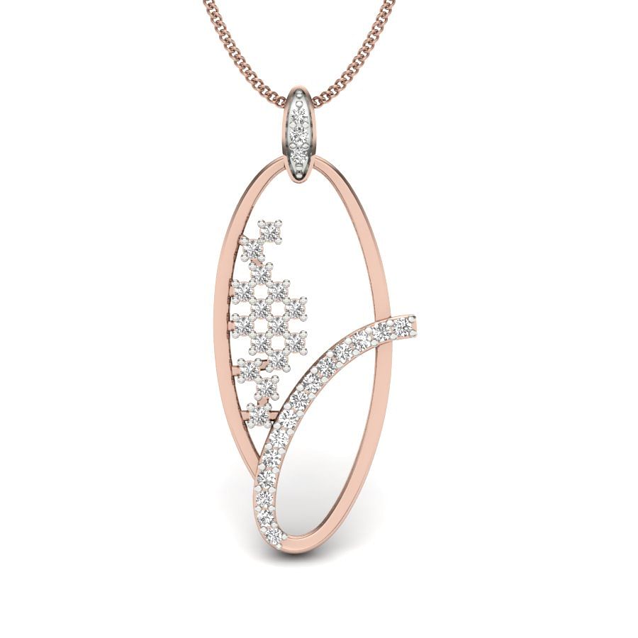 Eva Oval Rose Gold Diamond Pendant For Office Wear