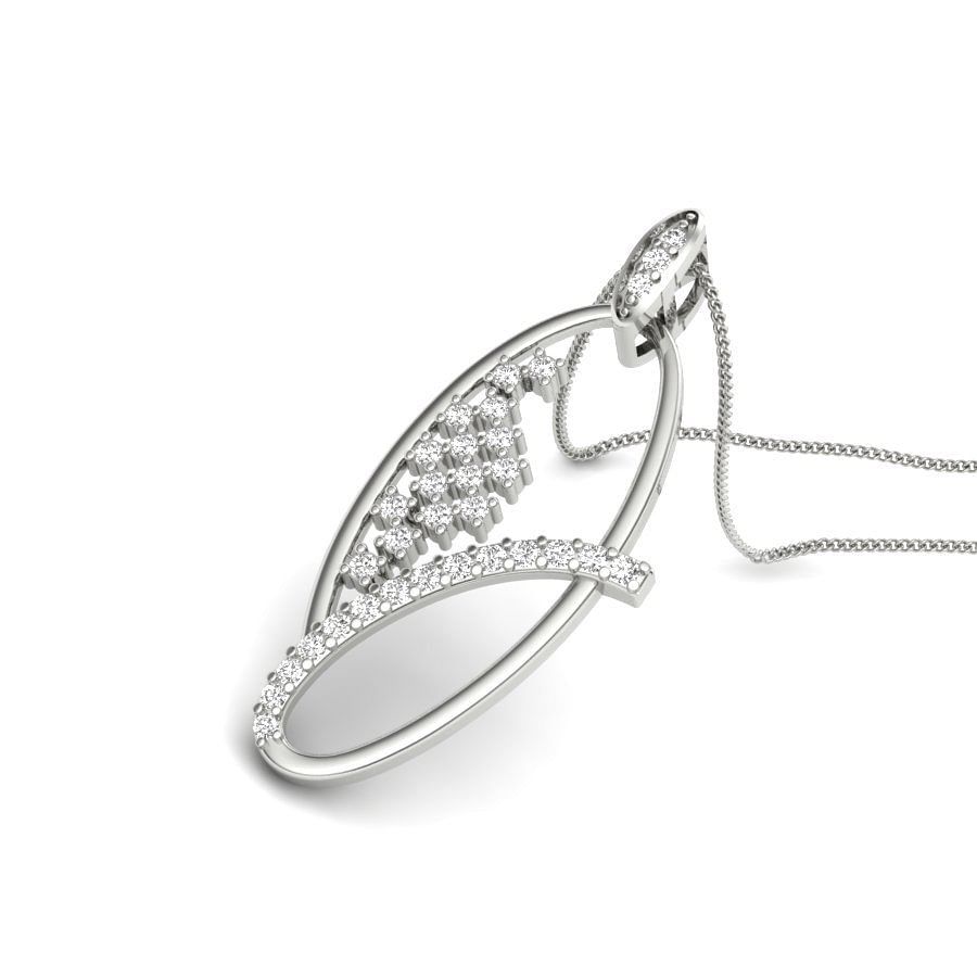 Eva Oval White Gold Diamond Pendant For Office Wear