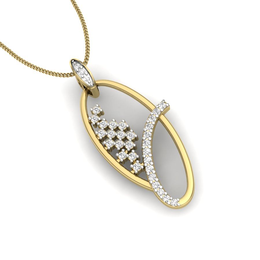 Eva Oval Yellow Gold Diamond Pendant For Office Wear