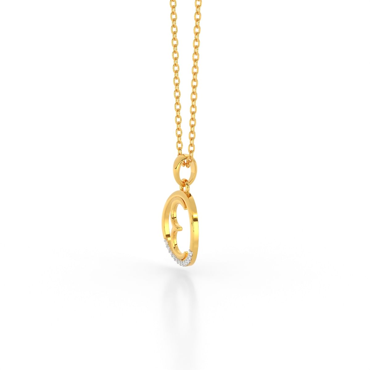 E letter yellow gold diamond pendant for women