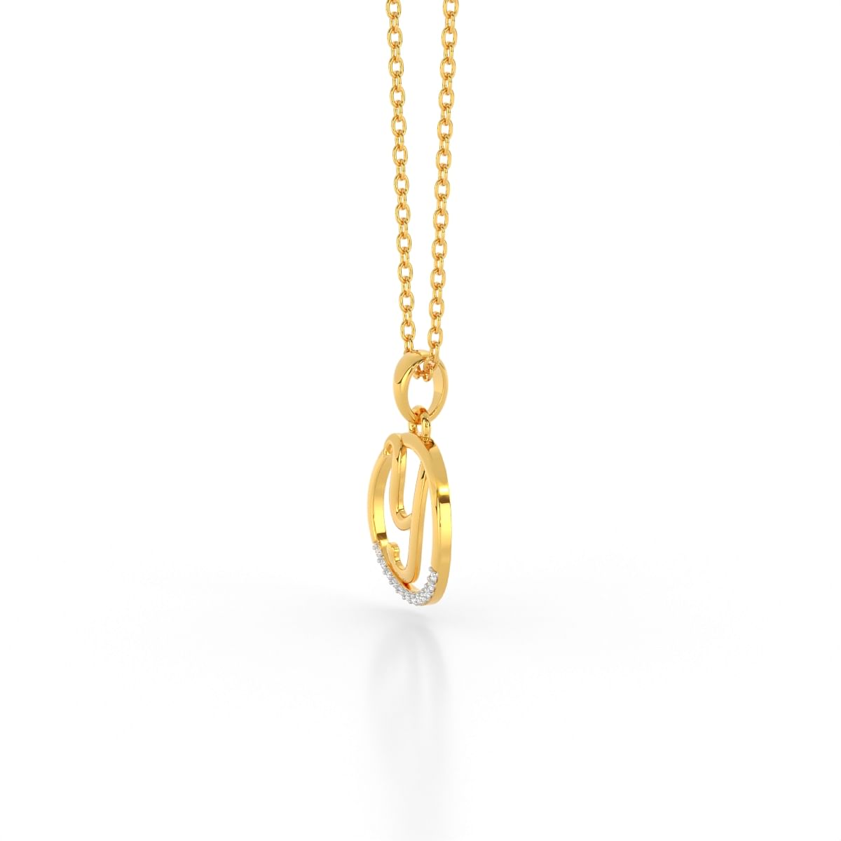 Y letter yellow gold diamond pendant