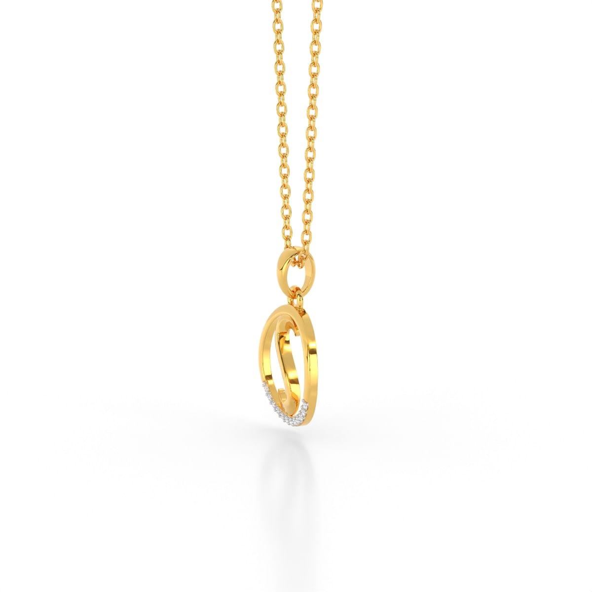S letter diamond pendant for women in yellow gold