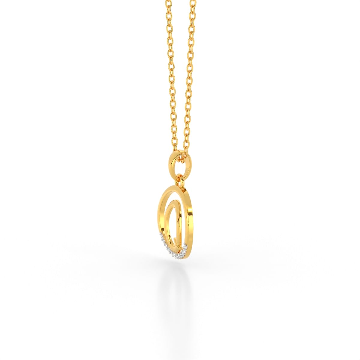Q letter alphabet diamond pendant in yellow gold