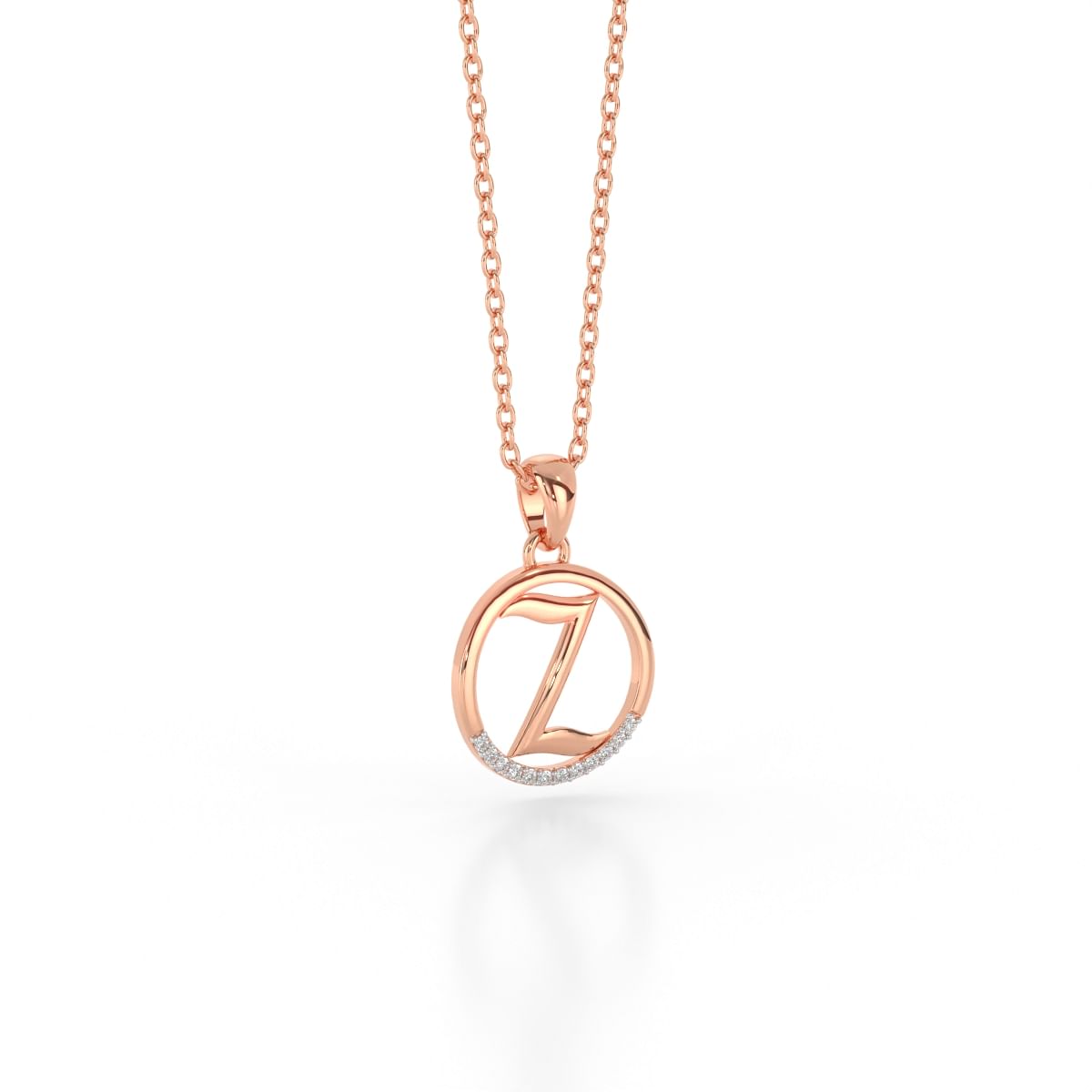 z letter rose gold diamond pendant