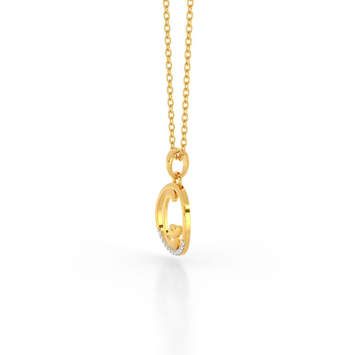 G letter alphabet diamond pendant in yellow gold