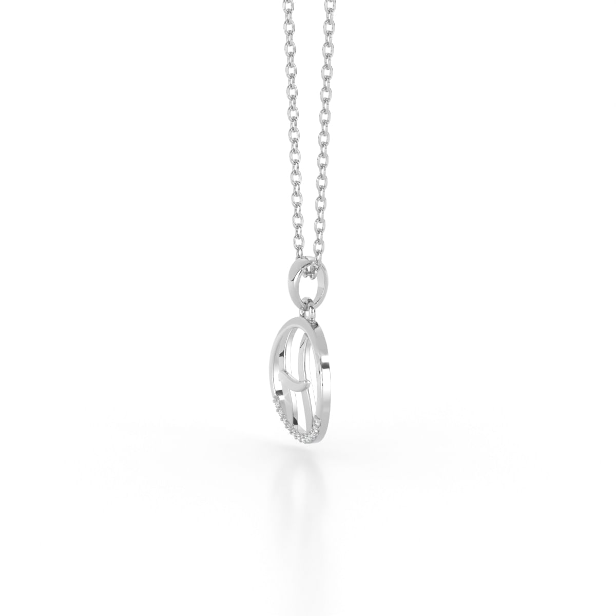 H alphabet letter diamond pendant in white gold