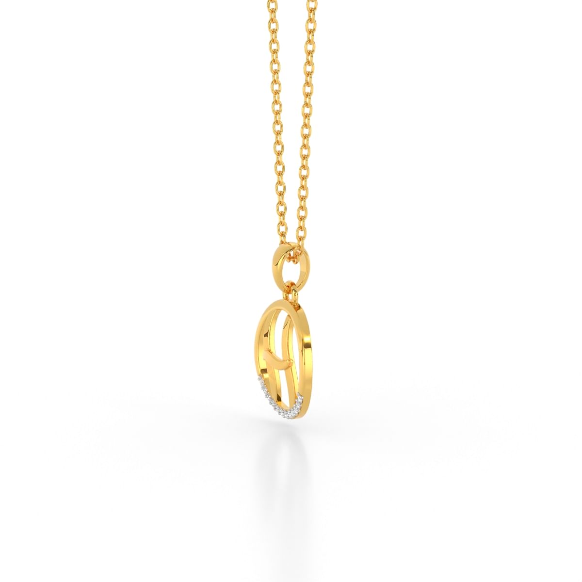 H alphabet letter diamond pendant in yellow gold