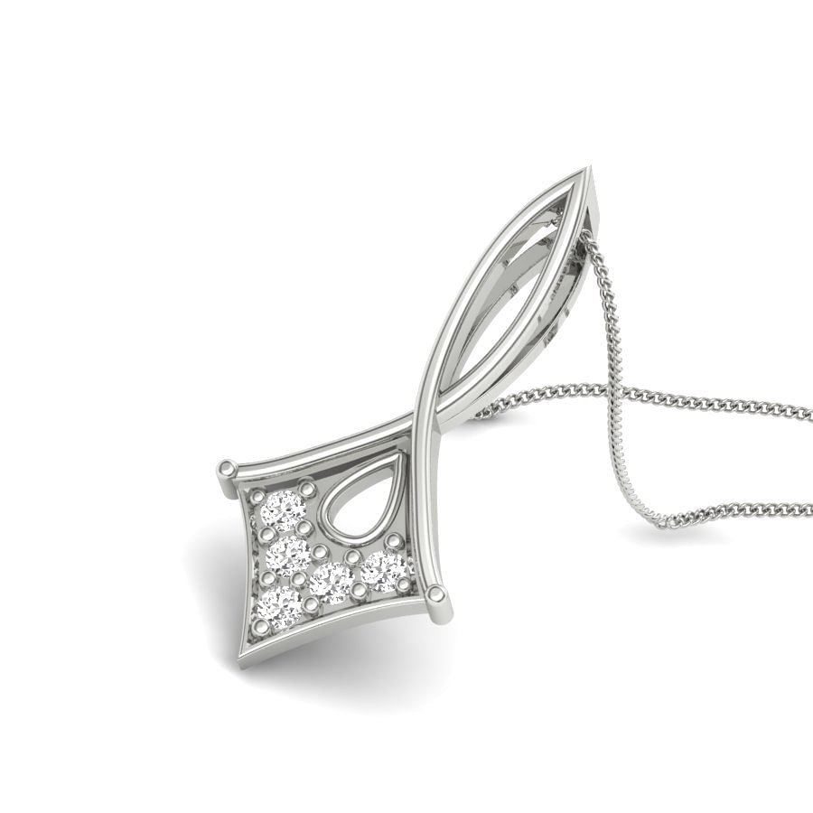Long Drop White Gold Diamond Pendant For Women