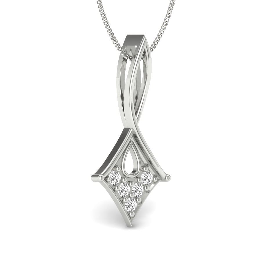 Long Drop White Gold Diamond Pendant For Women