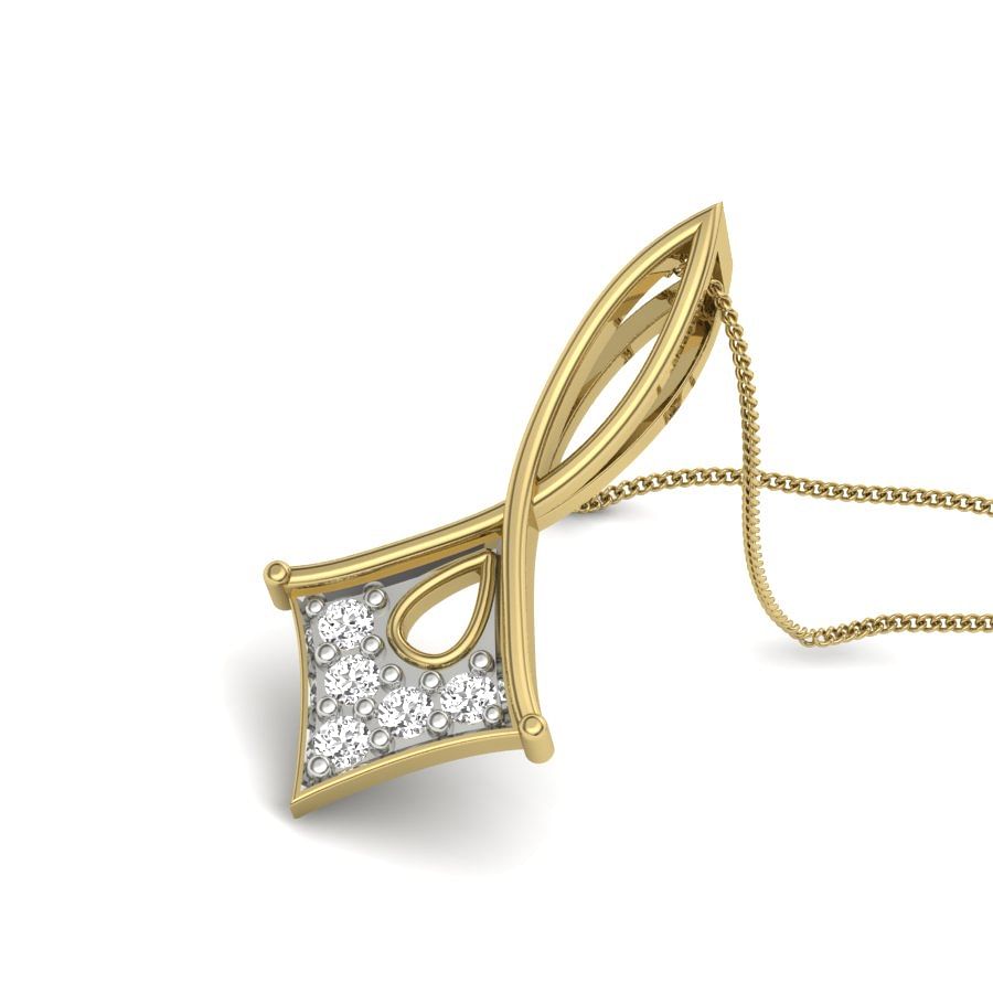 Long Drop Yellow Gold Diamond Pendant For Women