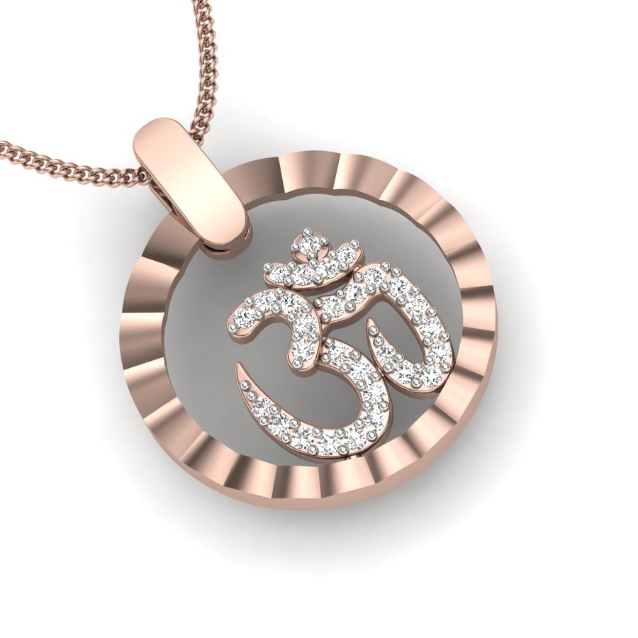 Om Rudra Circle Diamond Pendant Rose Gold