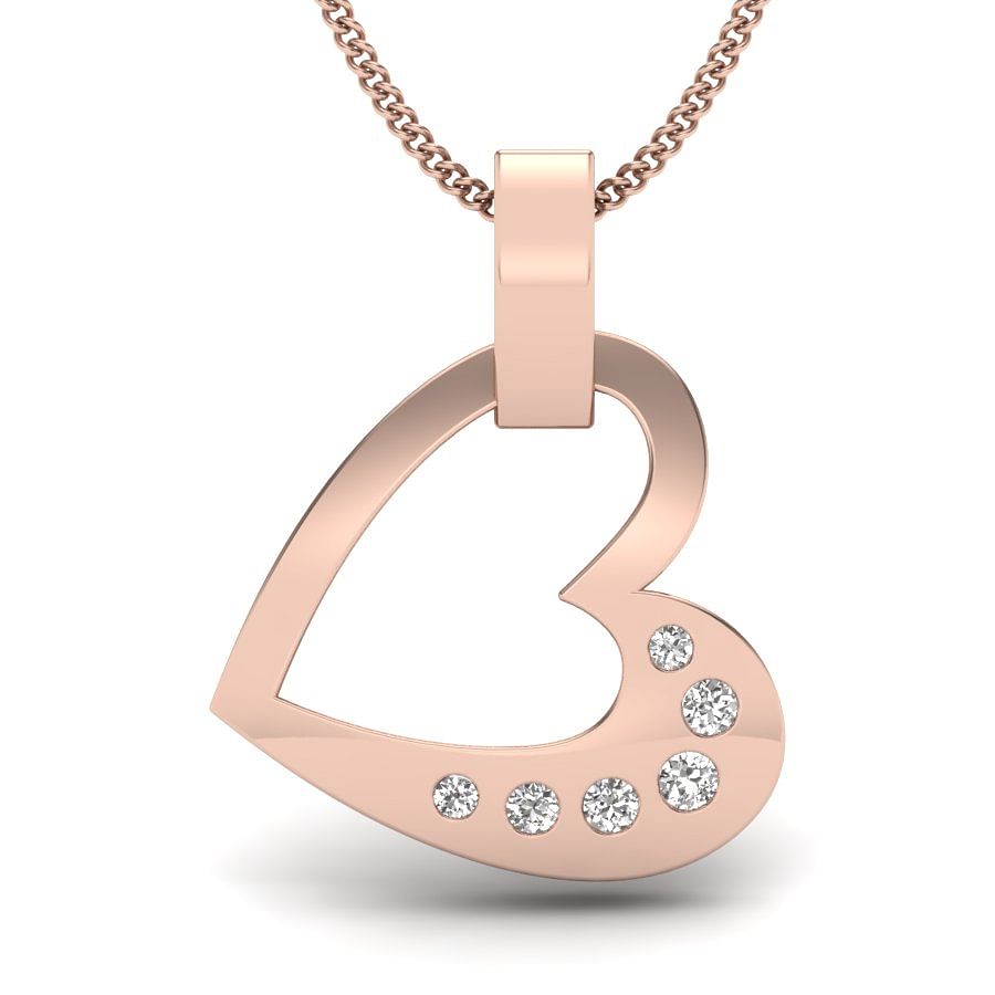 Little Heart Rose Gold Diamond Pendant For Women