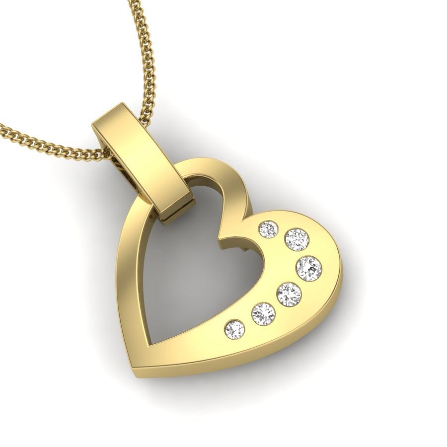 Little Heart Yellow Gold Diamond Pendant For Women