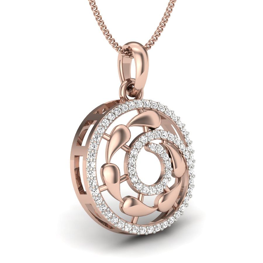 Classic Round Rose Gold Diamond Pendant For Women