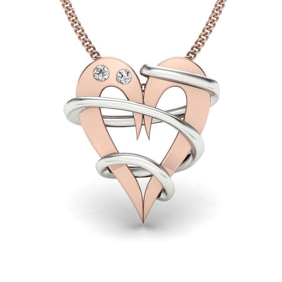 Twirl Heart Shape Rose Gold Diamond Pendant