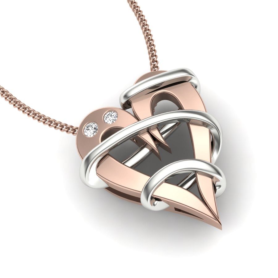 Twirl Heart Shape Rose Gold Diamond Pendant