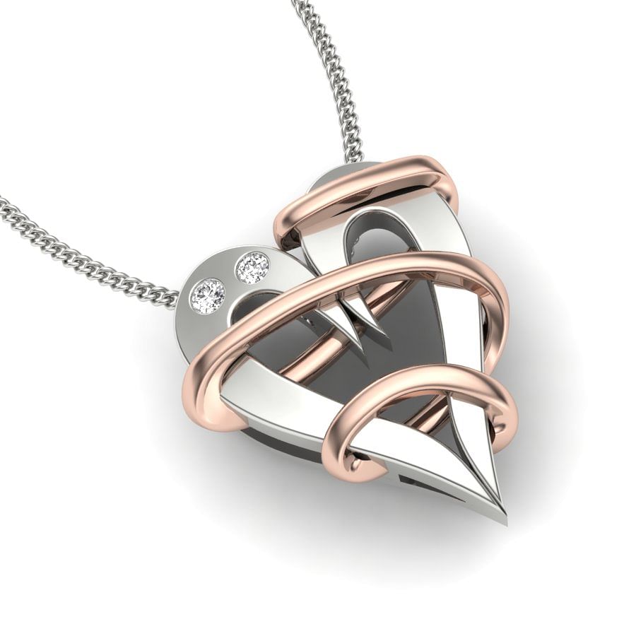 Twirl Heart Shape White Gold Diamond Pendant