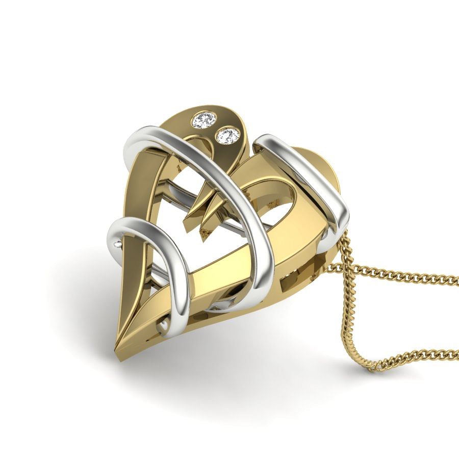 Twirl Heart Shape Yellow Gold Diamond Pendant