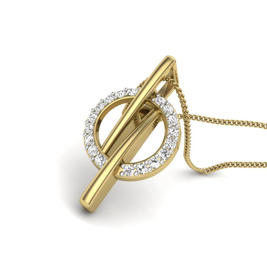 Modern Design Diamond Pendant In Yellow Gold