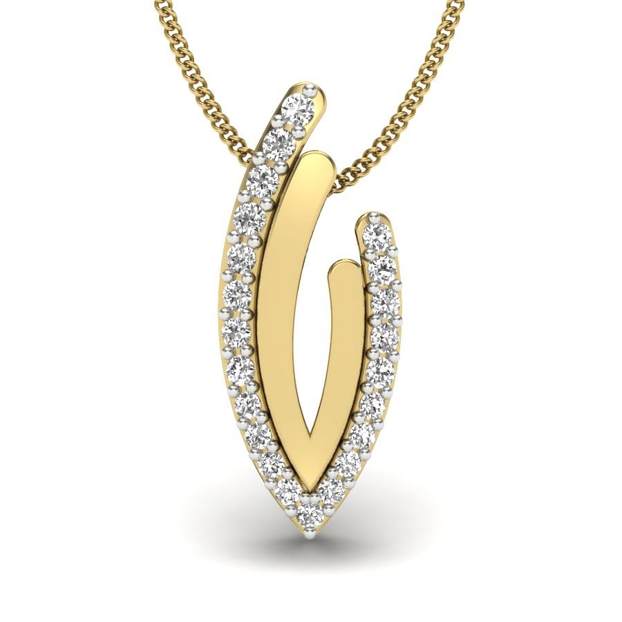 modern design daily wear yellow gold diamond pendant