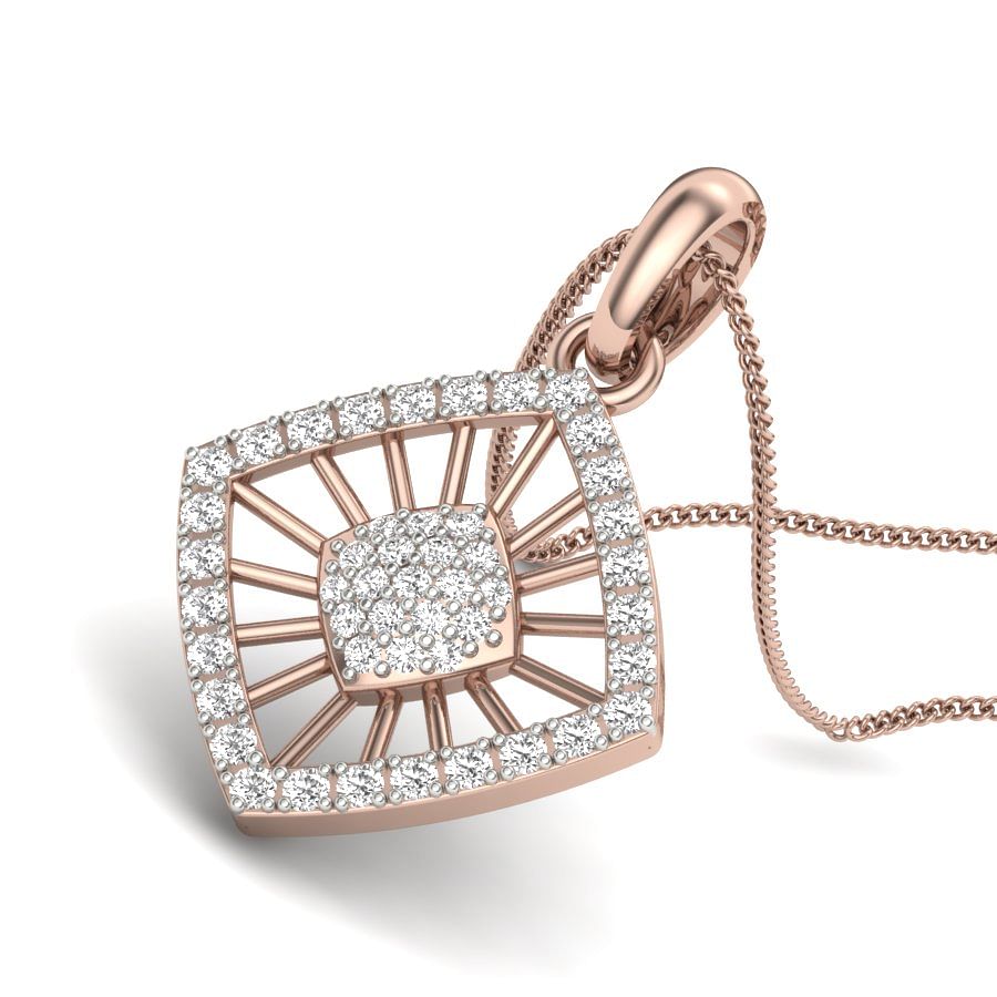 Office Wear Rose Gold Diamond Pendant For Women