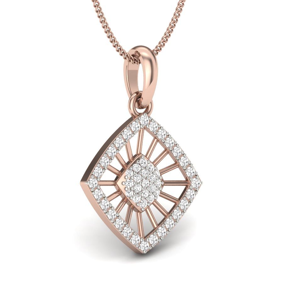 Office Wear Rose Gold Diamond Pendant For Women