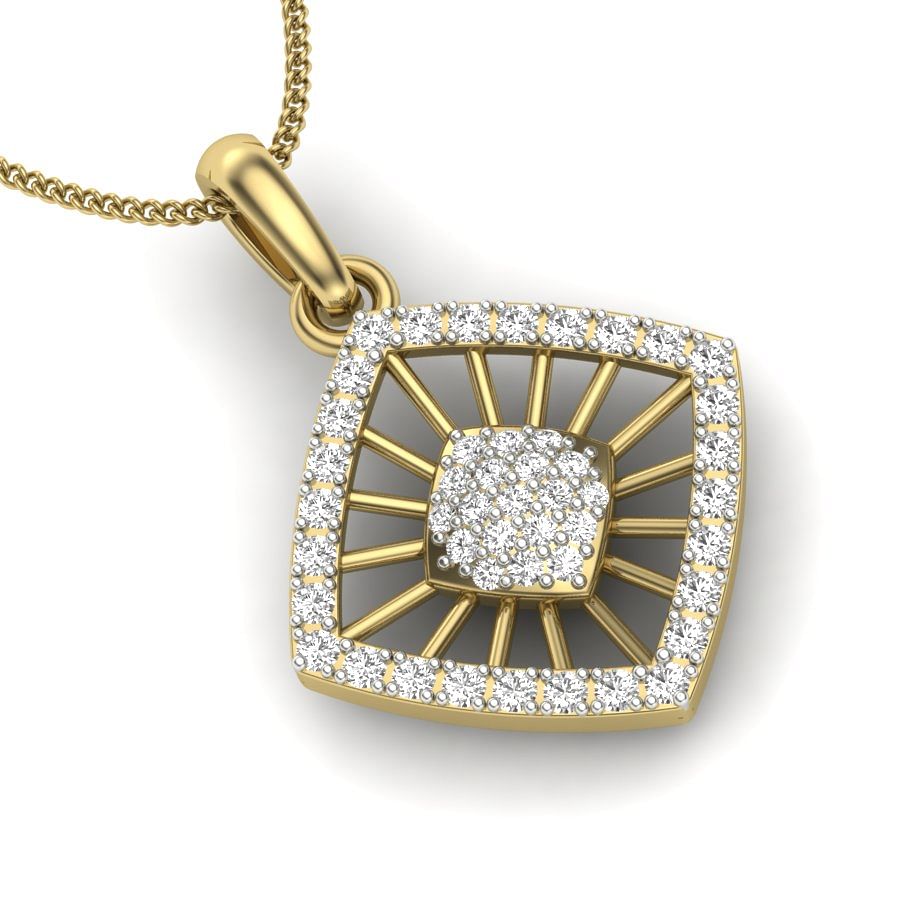Office Wear Yellow Gold Diamond Pendant For Women