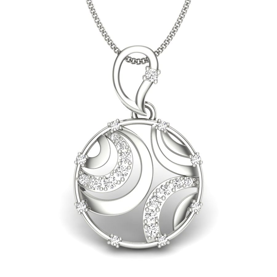 Moon Design White Gold Diamond Pendant For Women
