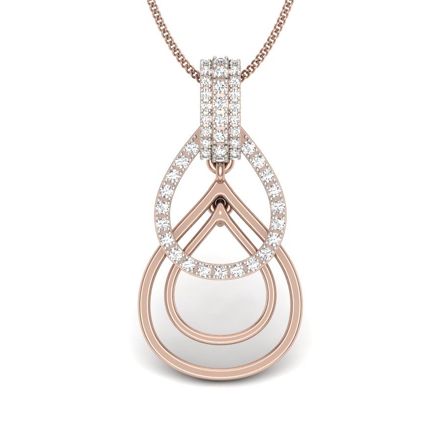 Oval Shape Diamond Pendant In Rose Gold