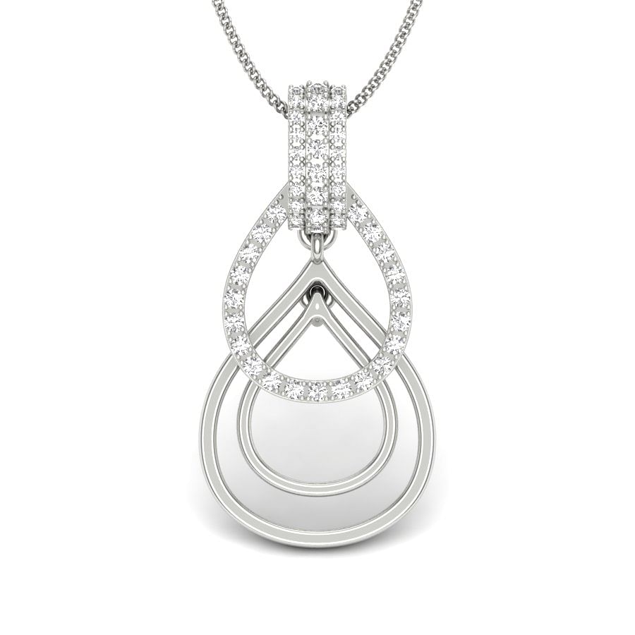 Oval Shape Diamond Pendant In White Gold