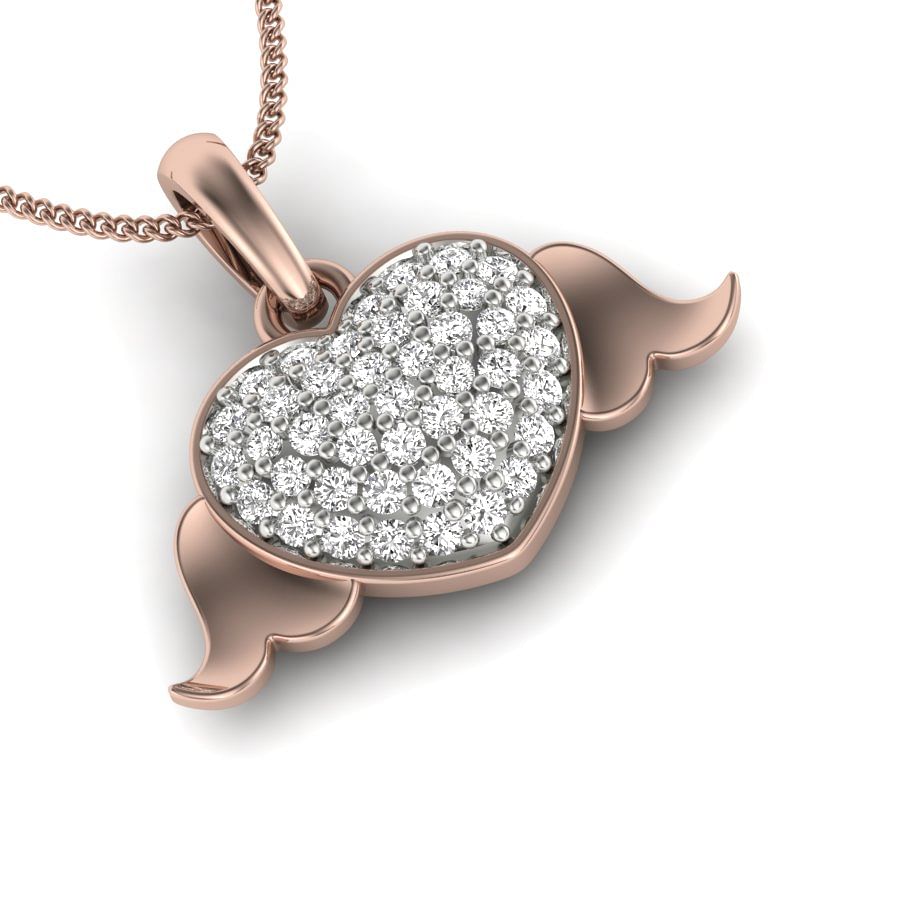 Heart Design Diamond Pendant For Women In Rose Gold