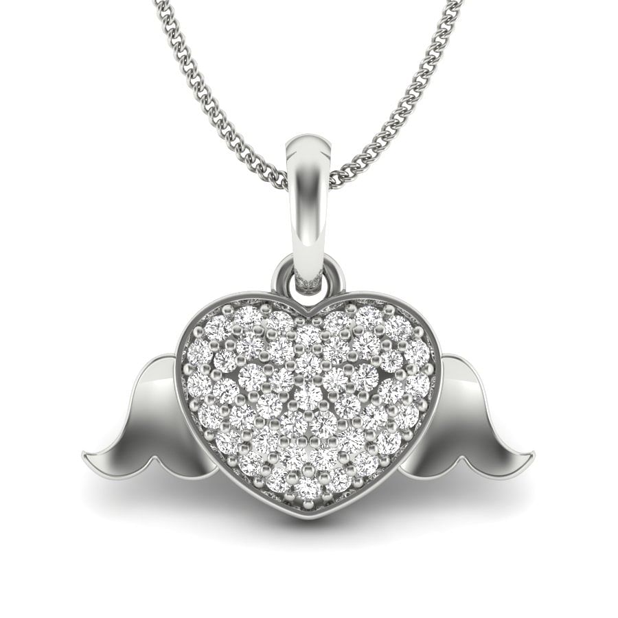 Heart Design Diamond Pendant For Women In White Gold
