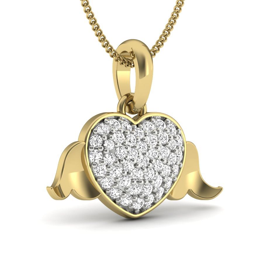 Heart Design Diamond Pendant For Women In Yellow Gold