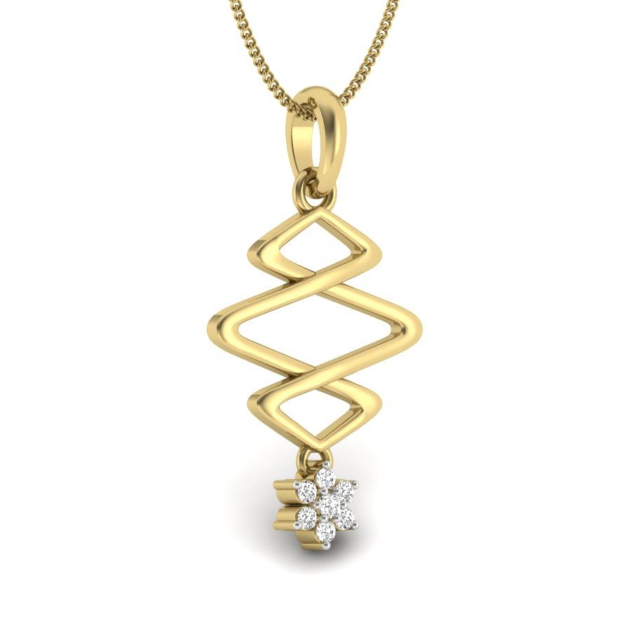 Modern Cora Yellow Gold Diamond Pendant