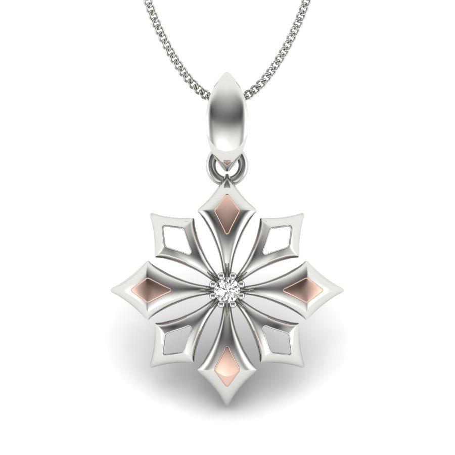 Flower Design White Gold Diamond Pendant