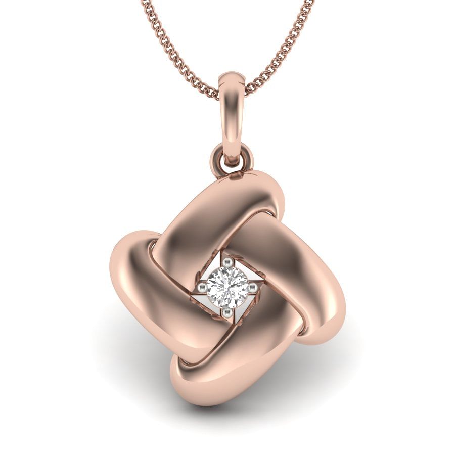 Modern Design Single Diamond Rose Gold Pendant