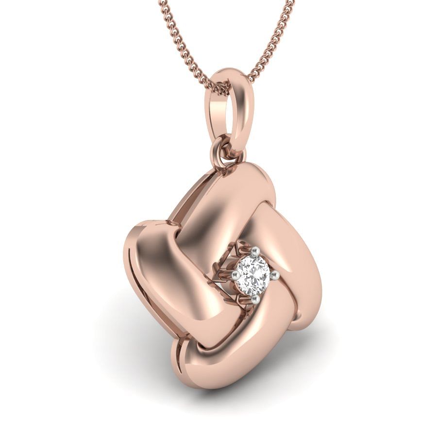 Modern Design Single Diamond Rose Gold Pendant