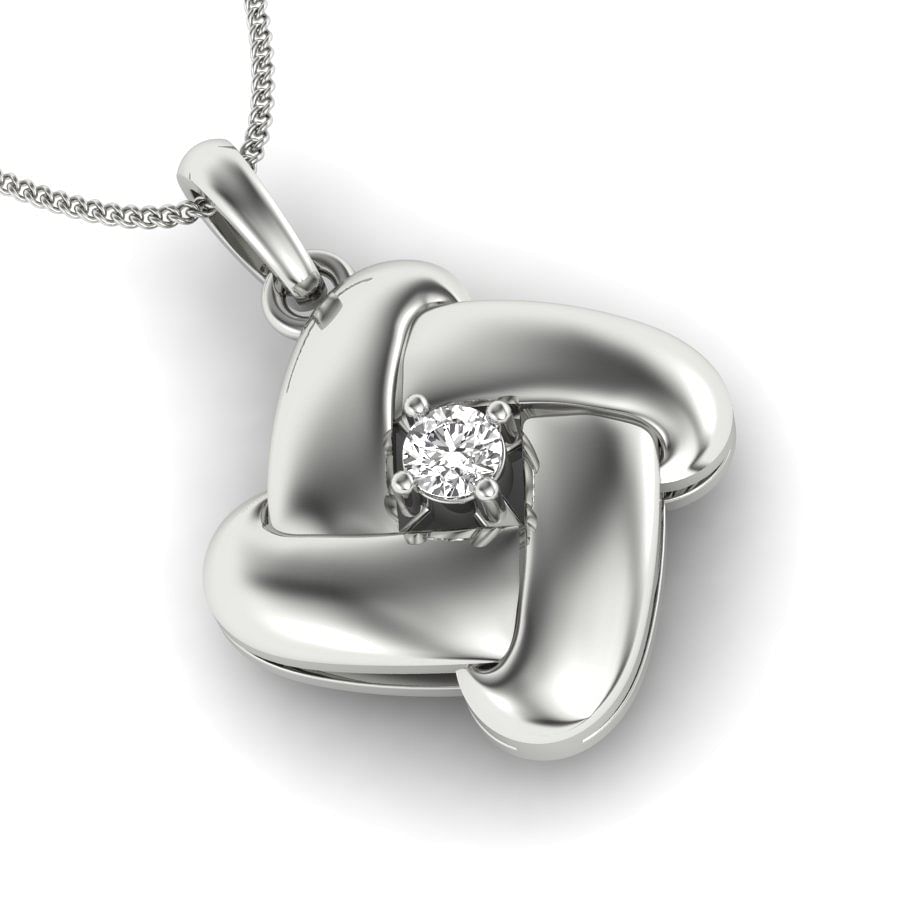 Modern Design Single Diamond White Gold Pendant
