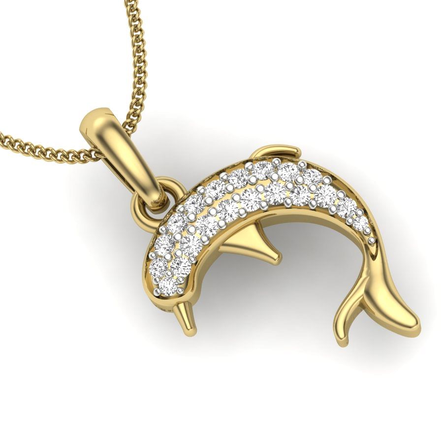 Dolphin Diamond Pendant In Yellow Gold