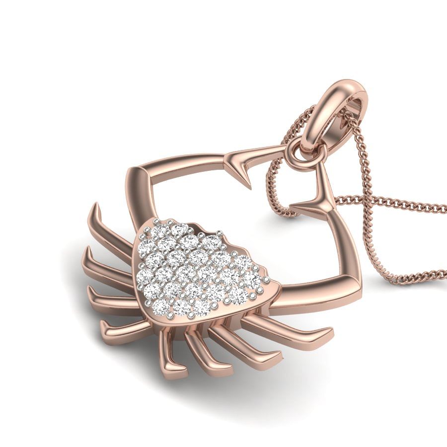 Crab Diamond Pendant In Rose Gold