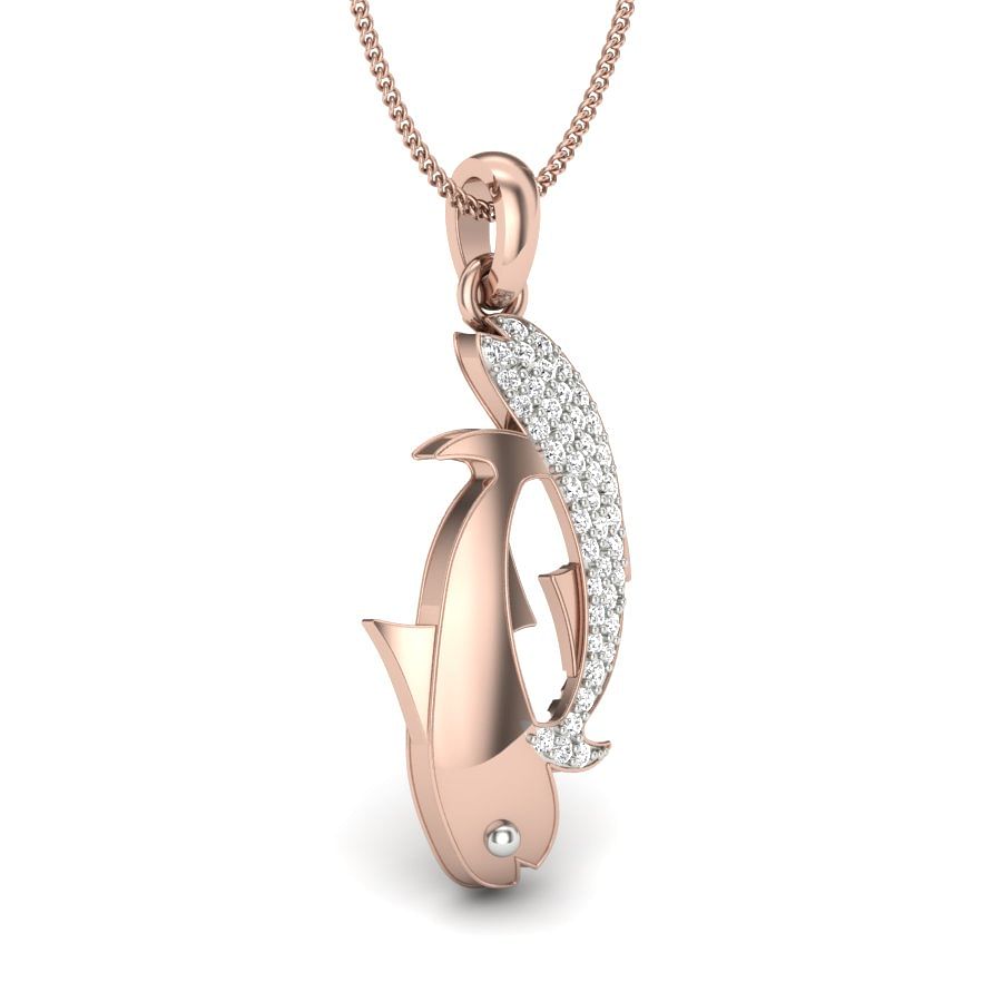 Fishes Design Diamond Pendant In Rose Gold