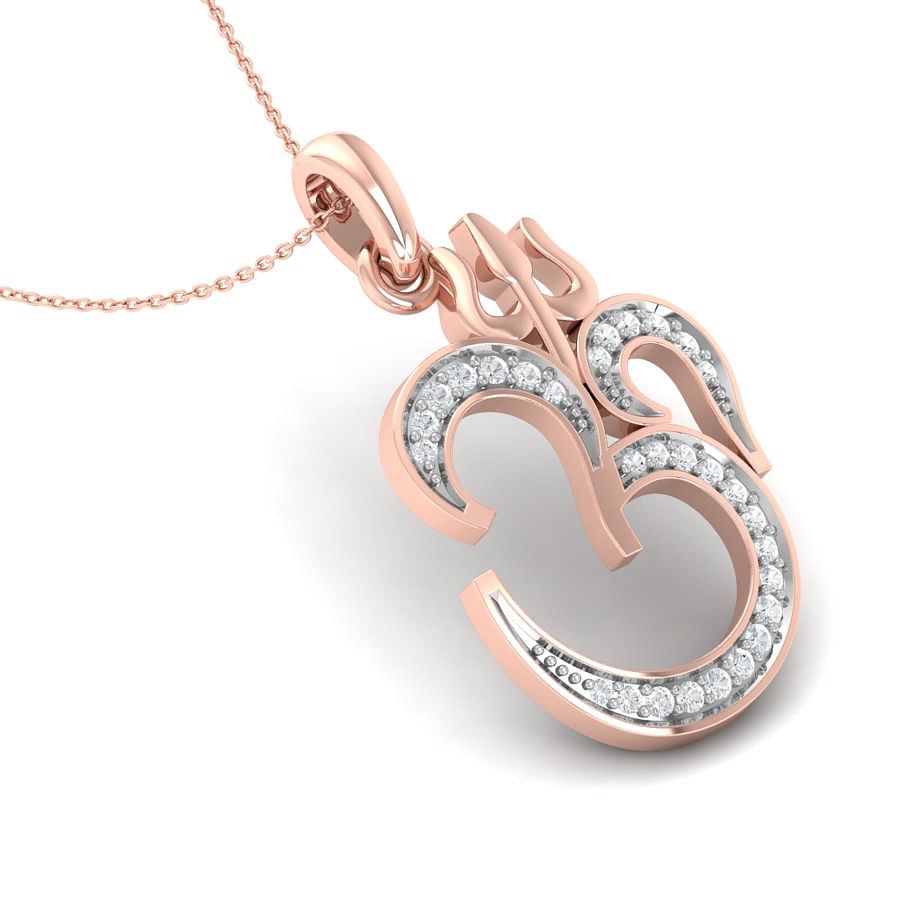 Om Shive Diamond Pendant With Rose Gold