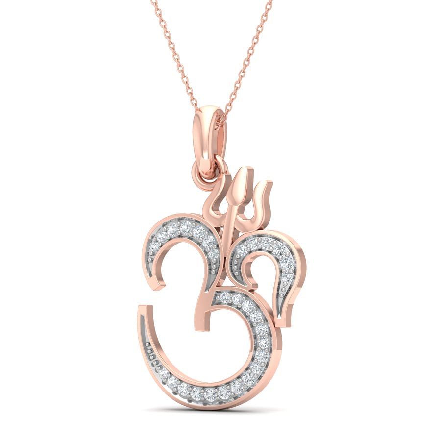 Om Shive Diamond Pendant With Rose Gold