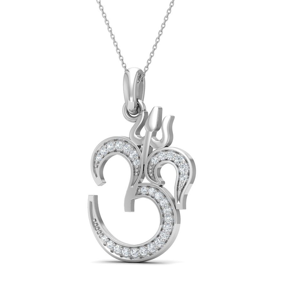 Om Shive Diamond Pendant With White Gold