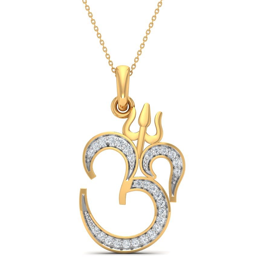 Om Shive Diamond Pendant With Yellow Gold