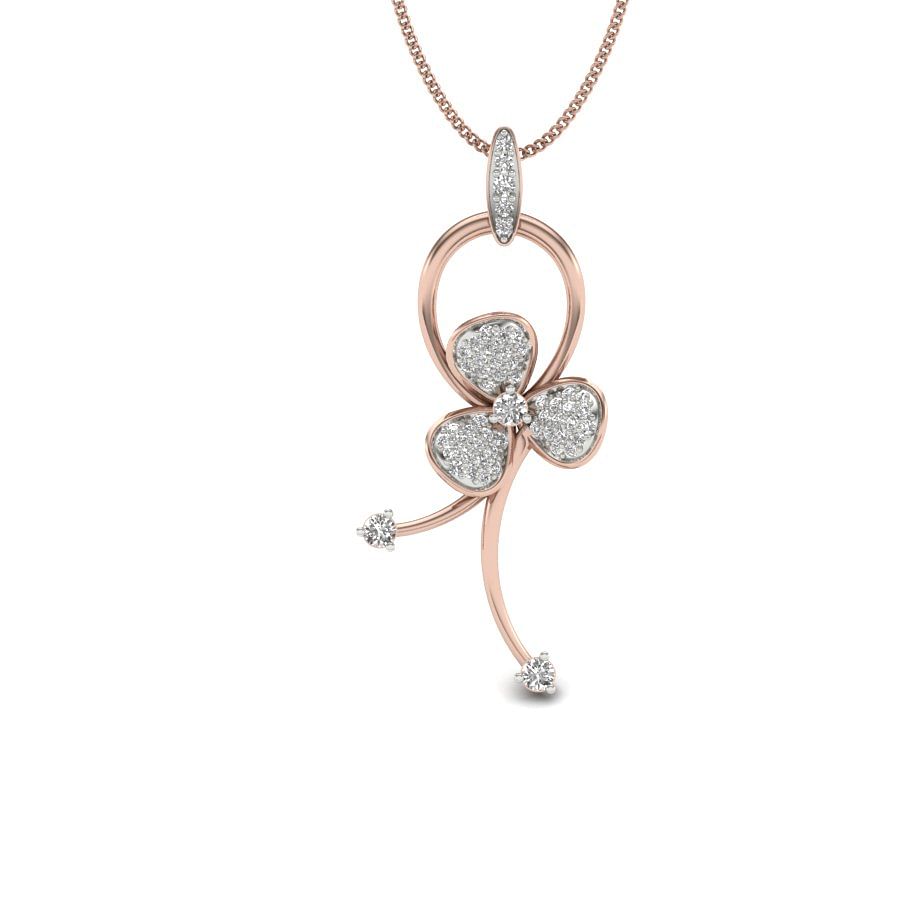 Flower Design Diamond Pendant In Rose Gold
