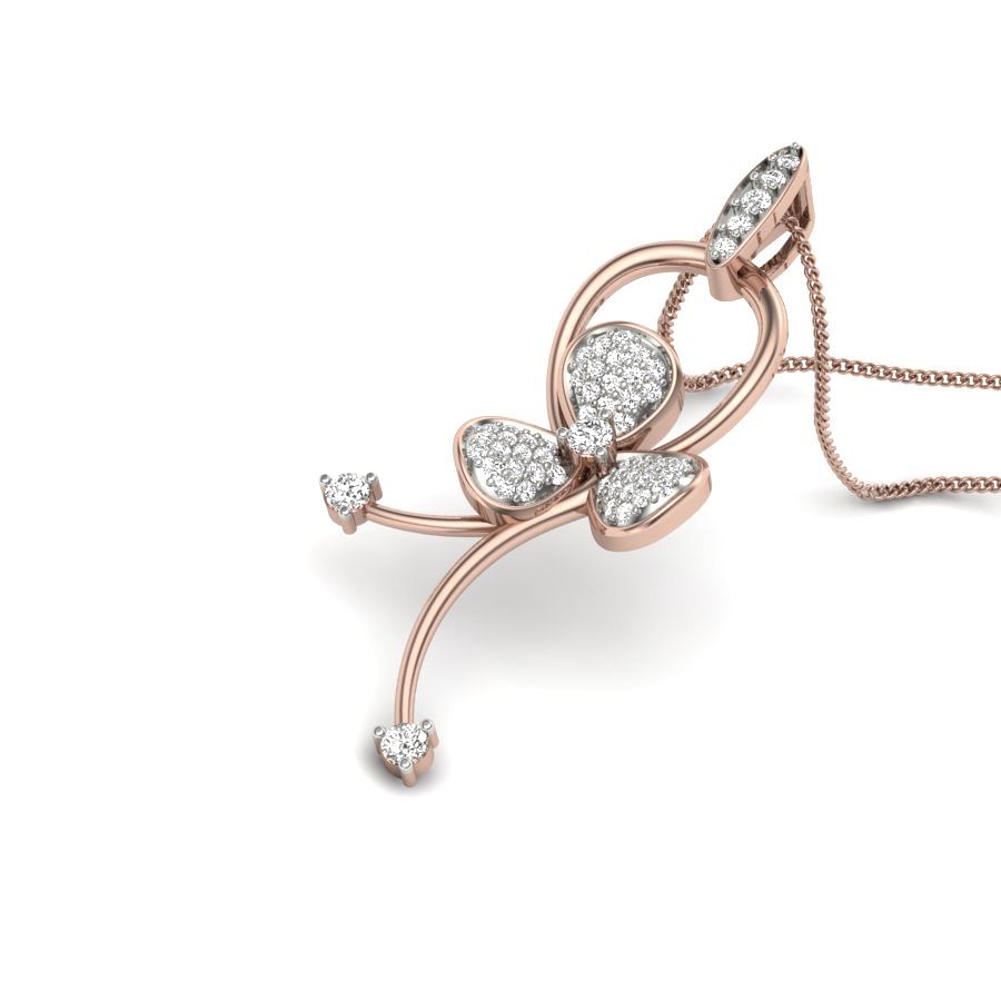 Flower Design Diamond Pendant In Rose Gold