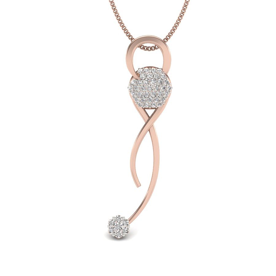 Modern Design Long Knot Diamond Pendant With Rose Gold